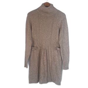 Simply Couture Turtleneck Sweater Dress Preppy Cozy Size MD* Neutral Minimalist